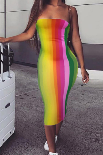summer plus size multicolor batch printing strapless new style sexy tight dress