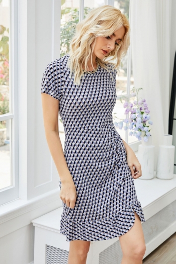 summer new houndstooth printing stretch stylish sweet dress