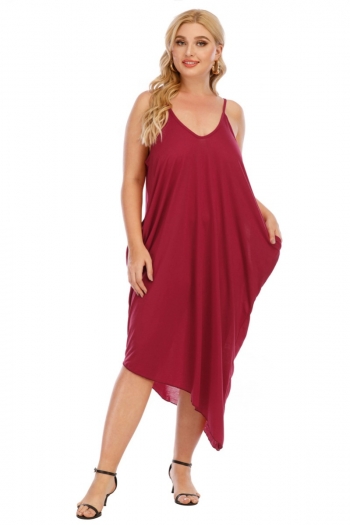 summer oversize solid color stretch sling loose pockets irregular stylish dress