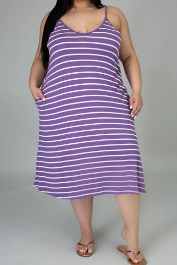 summer oversize streak printing stretch sling pockets stylish loose dress
