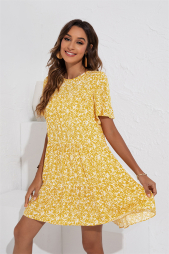summer new plus size floral printing micro-elastic stylish fresh dress