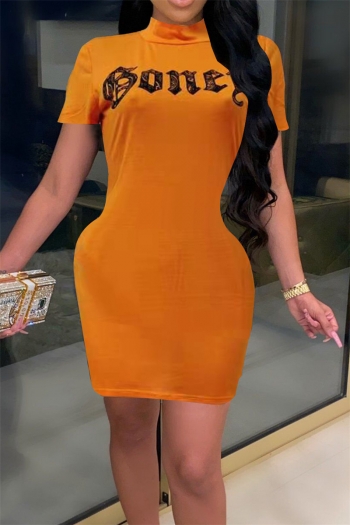 new style summer letter printing fashion simple slim dress