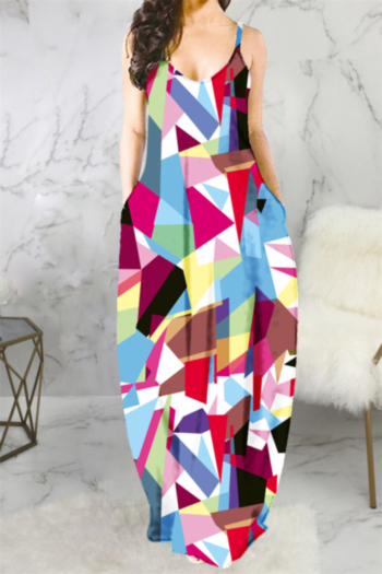 plus size new style multicolor batch printing v-neck loose maxi dress