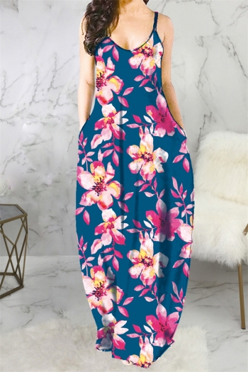 plus size summer new style multicolor batch printing v-neck loose maxi dress