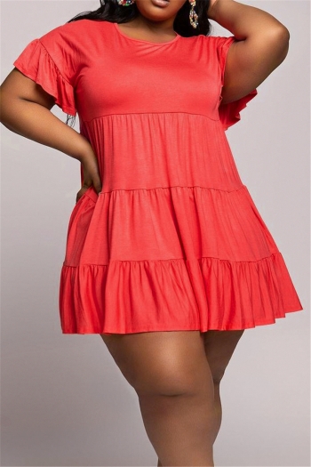 plus size summer solid color short sleeve casual oversized mini dress
