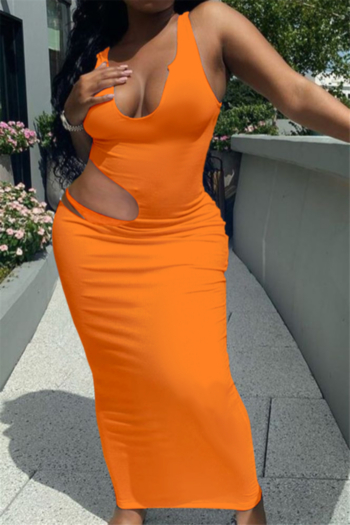 sexy new stylish summer solid color sleeveless hollow out slim maxi dress