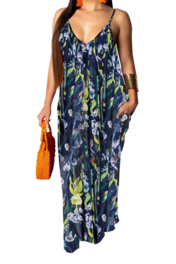 new style plus size fashion summer loose sleeveless v-neck sling dress #1#