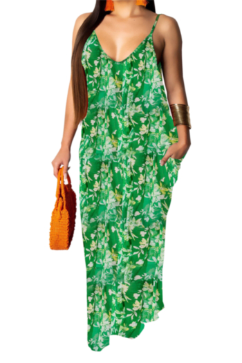 new style plus size fashion summer loose sleeveless v-neck sling dress #2#