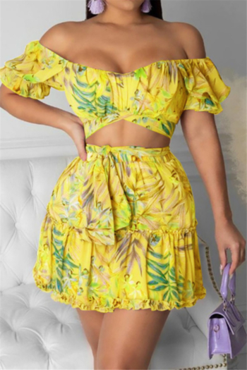 new add colors plus size fashional sexy batch printing strapless short sleeve bandage two-piece set