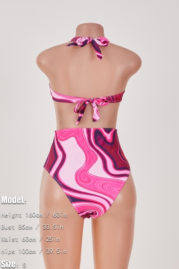 New batch printing padded halter-neck hollow sexy one-piece swimsuit