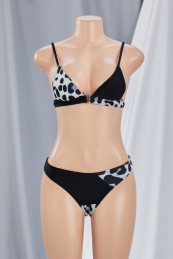 New dots printing spliced padded tie-shoulder sexy hot two-piece bikini