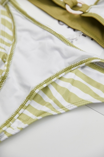 New zebra pattern printing ribbed fabric padded adjustable straps resin-ring sexy two-piece bikini