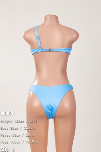 Four colors contrast color spliced padded underwire one-shoulder sexy classic two-piece bikini
