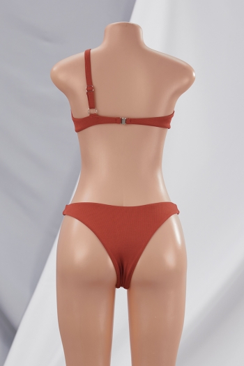 Four colors contrast color spliced padded underwire one-shoulder sexy classic two-piece bikini