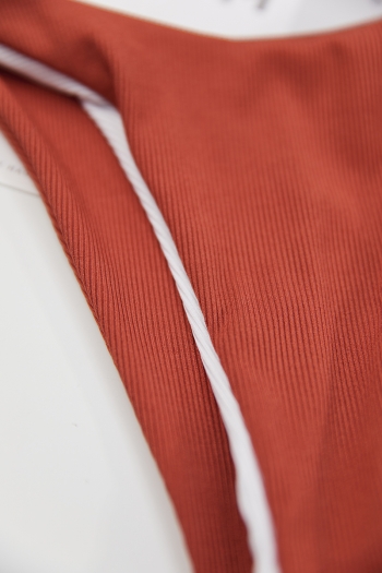 Four colors contrast color spliced padded underwire one-shoulder sexy classic two-piece bikini