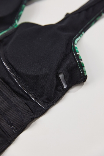 New leaf batch printing patchwork padded adjustable straps flat angle sexy one-piece swimwear
