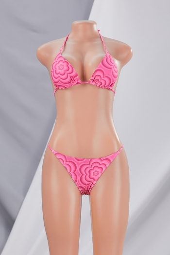 New batch printing padded halter-neck triangle sexy two-piece bikini with mesh beach skirt