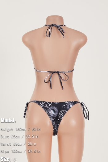 New digital batch printing padded halter-neck self-tie triangle sexy two-piece bikini