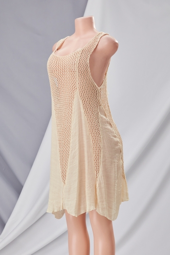 Summer new two colors hollow see through crochet patchwork sexy beach dress cover-ups (without lining)