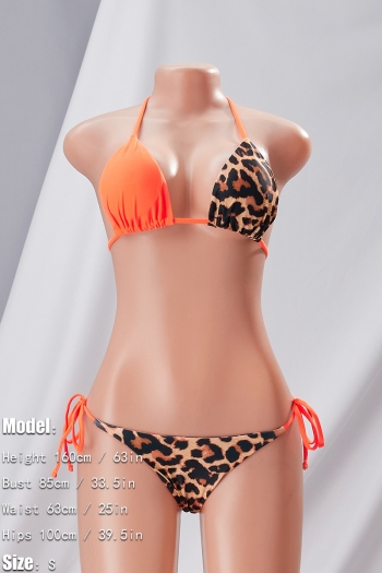 New 8 colors leopard spliced padded halter-neck self-tie triangle sexy classic two-piece bikini