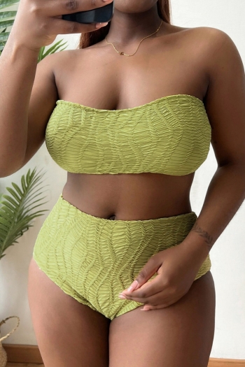 l-4xl plus size new 4 colors special fabric removable padding tube design high waist stylish sexy two-piece bikini