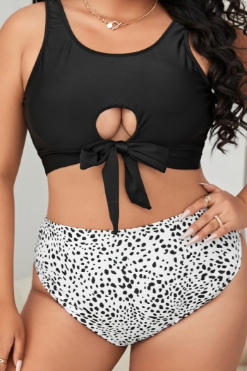 l-4xl plus size new stylish hollow polka dots printing removable padding sexy two-piece bikini