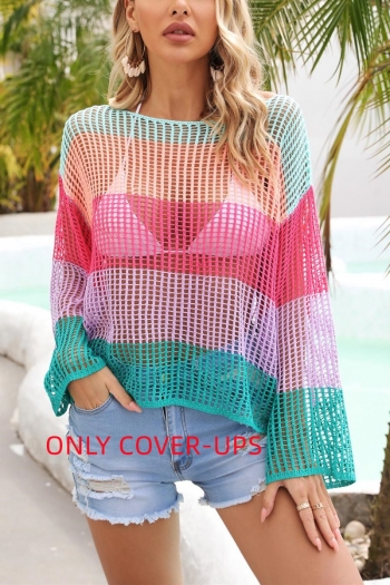 sexy multicolor stripe cut out knitted beach cover-ups#5#(only cover-ups)