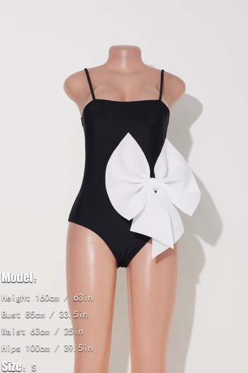 classic bow-knot decor padded sling one-piece swimsuit