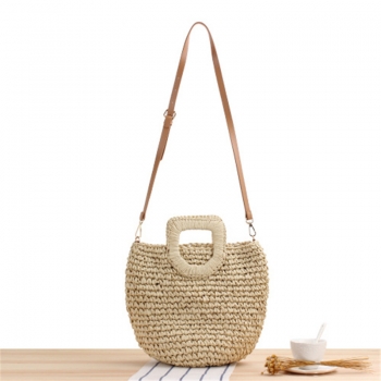 two colors adjustable strap stylish beach foldable straw woven crossbody
