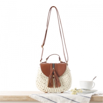 new six colors magnetic buckle stylish beach straw woven crossbody