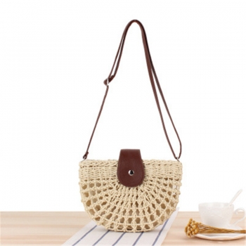 new two colors adjustable strap stylish beach foldable straw woven crossbody