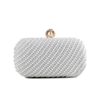 new stylish solid color pearl handbag evening bag(with chain)
