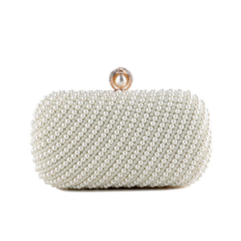 new stylish solid color chain pearl handbag crossbody evening bag