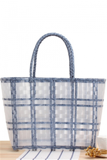 new big three colors transparent stripe woven plastic handbag