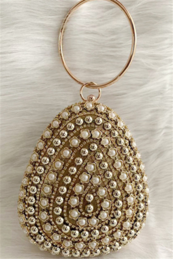 new mini gold oval shape with pearl round handle dinner bag