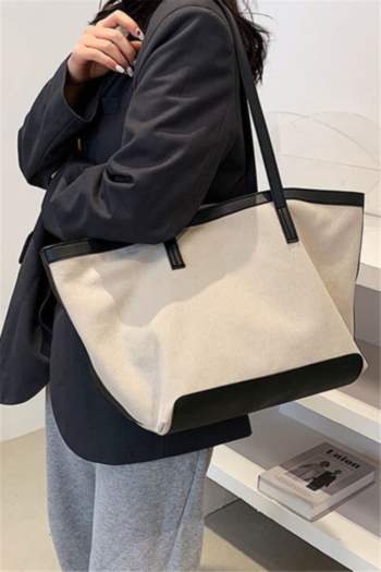 new two-color big capacity non-adjustable strap zip-up closure canvas bag