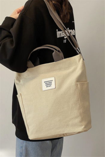 new four colors big capacity letter printed patch adjustable strap canvas bag