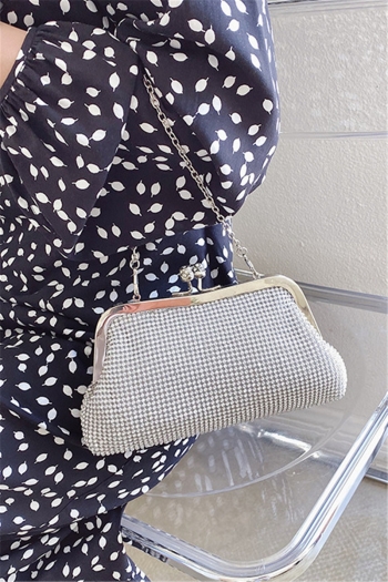 new three colors diamond encrusted metal chain dinner bag