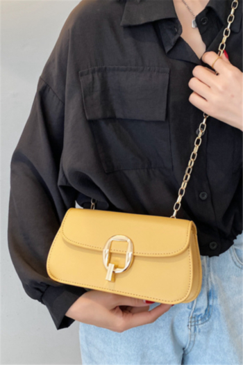 New four colors metal chain square shape lock PU crossbag