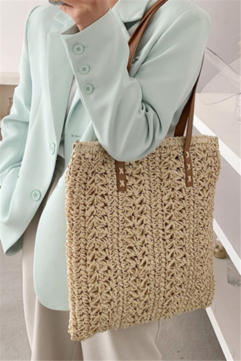 New two colors big capacity straw woven square shape fashional summer one shoulder bag