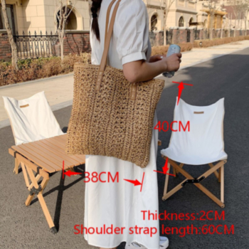 New two colors big capacity straw woven square shape fashional summer one shoulder bag