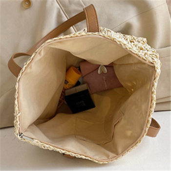 New two colors big capacity straw woven square shape fashional summer one shoulder bag