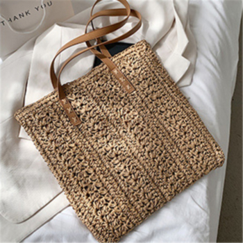 New two colors big capacity straw woven square shape fashional summer one shoulder bag