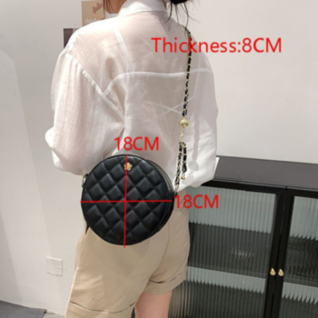 New two colors strap mixed metal chain round shape zip-up closure fashional bag