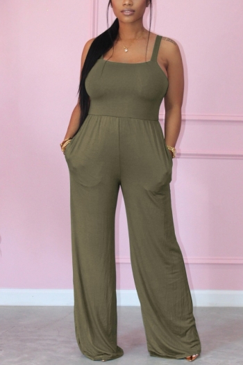 summer new stylish three colors solid color sling stretch backless plus size sexy jumpsuit