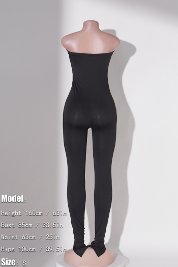 Stylish plus size 4 colors stretch tube design leg slit slim jumpsuit 