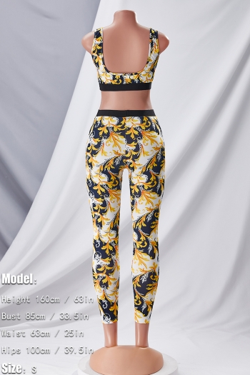 Summer new style batch printing sleeveless vest with tight pants stretch fashion two-piece set