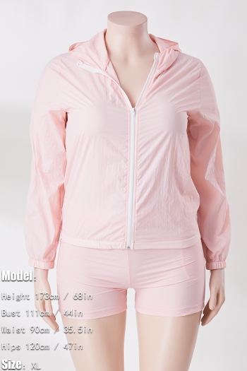 Autumn solid color plus size 3 colors zip-up hooded new fashion simple inelastic casual two-piece set