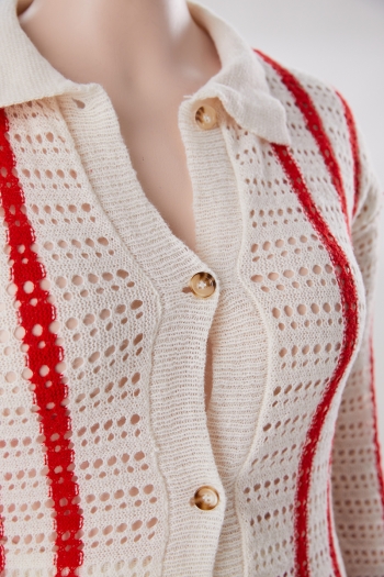 M-2XL plus size autumn new stylish four colors stripe printing lapel button long sleeve stretch casual shorts sets