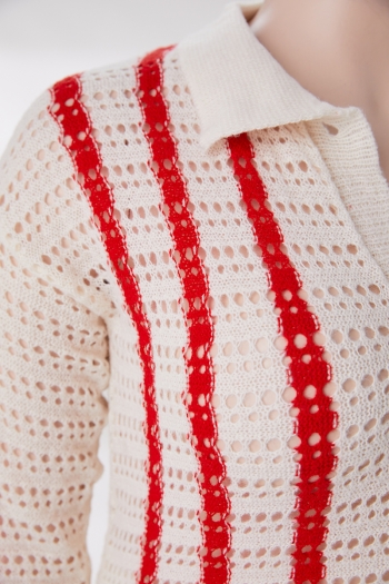 M-2XL plus size autumn new stylish four colors stripe printing lapel button long sleeve stretch casual shorts sets